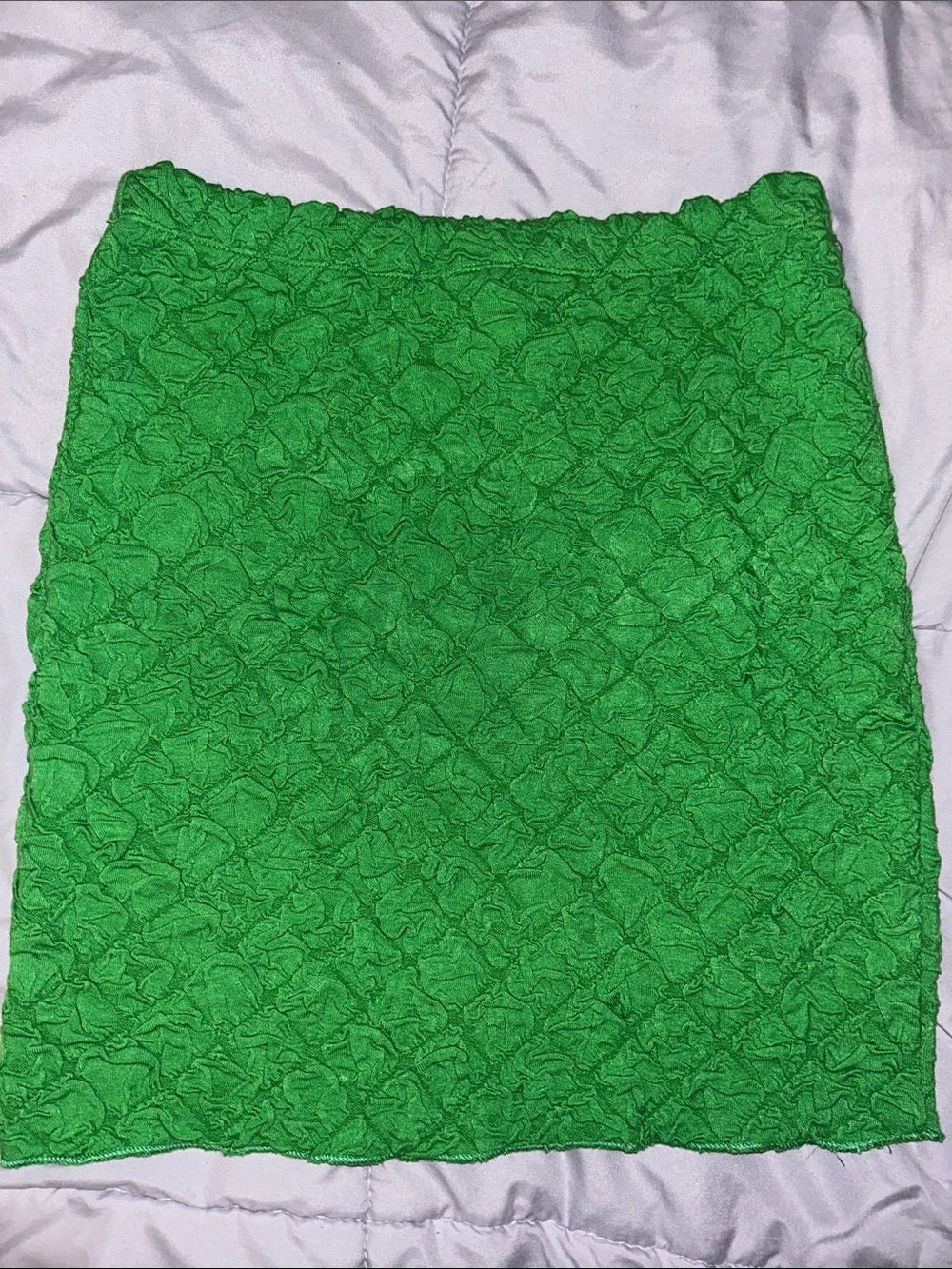 AKIRA Green Quilted-Texture Mini Skirt